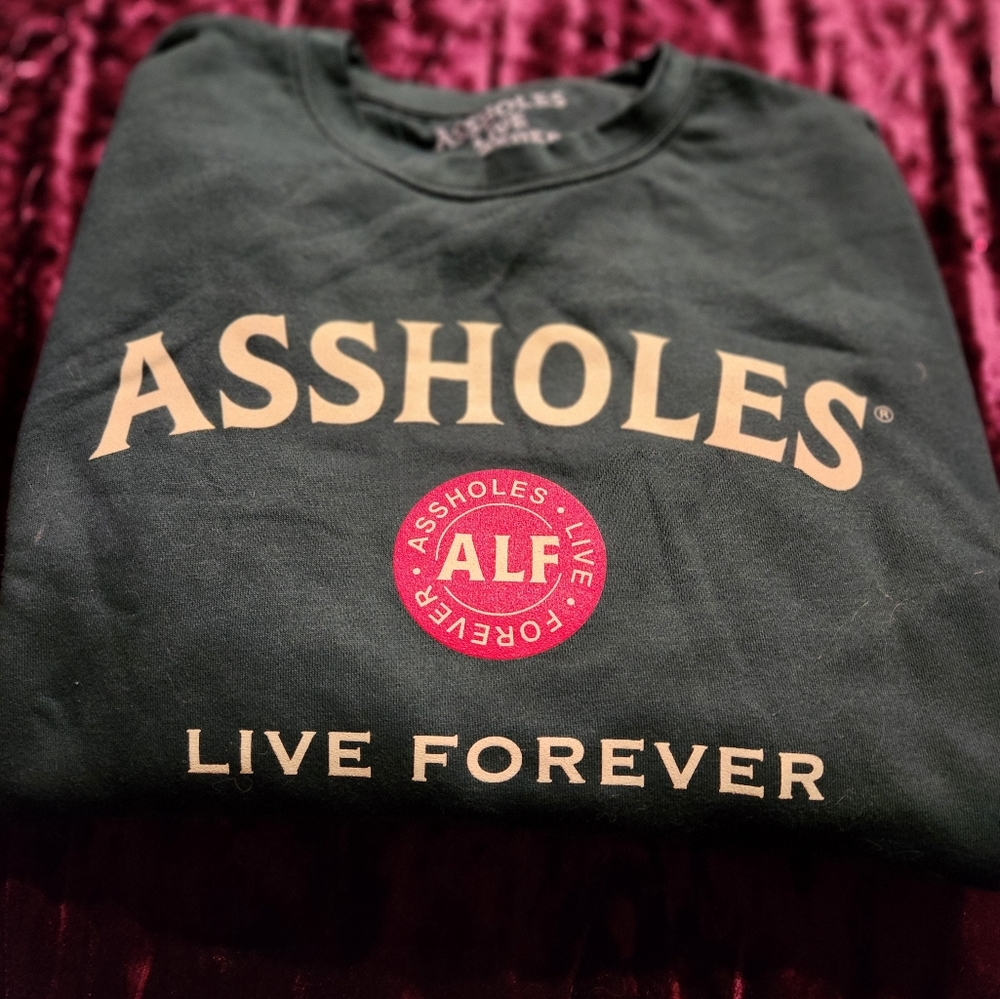 NEVER WORN Assholes Live Forever "Irish" Sweater with Pocket
